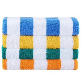VEVOR Beach Towel, 4 Pack Oversized Beach Towels, 30 x 60 in Cabana Striped Large Pool Towel, 100% Cotton Soft and Quickly Dry Thick Swimming Tow
