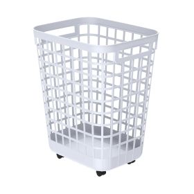 2.6-Bushel White Rolling Laundry Hamper with Easy-Clean Plastic and Smooth-Glide Wheels