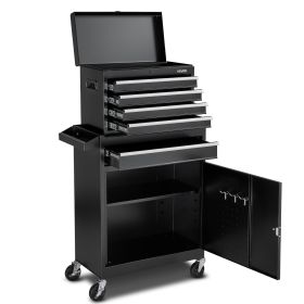 VEVOR Rolling Tool Chest, 2-in-1 Design, 5 Drawers Tool Cabinet Organizer with Detachable Top Metal Toolbox, Lock Bar, Protective Liner