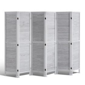 VEVOR Wood Room Divider, 6 Panel Wood Folding Privacy Screen, 66.9 Inches Tall Indoor Louvered Wooden Partition, Portable Decoration Screen
