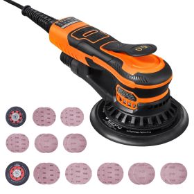 VEVOR Random Orbital Sander 5 & 6-Inch, 350W Brushless Orbital Sander, 10,000 PRM 6 Variable Speed Electric Palm Sander with 20PCS Sandpapers