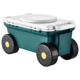 VEVOR Garden Scooter with Seat, 2 in 1 Rolling Garden Cart with Storage Bin, Supports up to 227 lbs, Outdoor Wagon with Handle