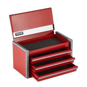 VEVOR Metal Tool Box, 8.6-inch, Portable Metal Tool Box with 3 Drawers, Small Tool Chest with EVA Liners and PP Feet Pads