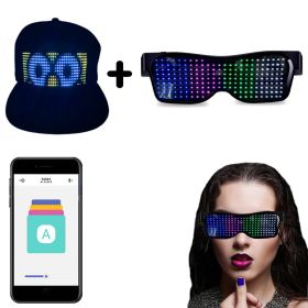 Bluetooth Led Party Glasses App Control Luminous Glasses Editable Text DIY Charge Flashing Eyewear Christmas Concert Sunglasses (Color: 4 Color Glasses- Hat, Ships From: China)