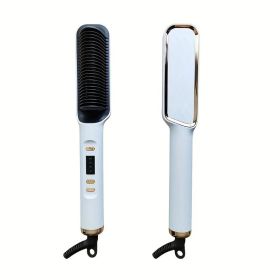 Anti-Scald Ionic Hair Straightener Brush - 110V Fast Heating with Ceramic Technology & 30 Adjustable Heat Levels - LED Display & Auto Shutoff for (Color: White)