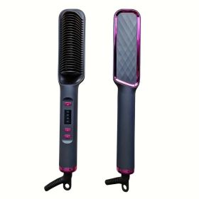 Anti-Scald Ionic Hair Straightener Brush - 110V Fast Heating with Ceramic Technology & 30 Adjustable Heat Levels - LED Display & Auto Shutoff for (Color: Gray)